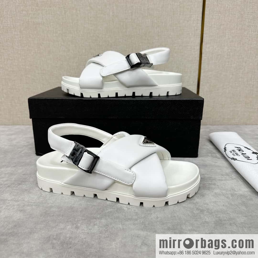 💋💍P new Prada * Prada, new men's soft sheepskin sandals slippers