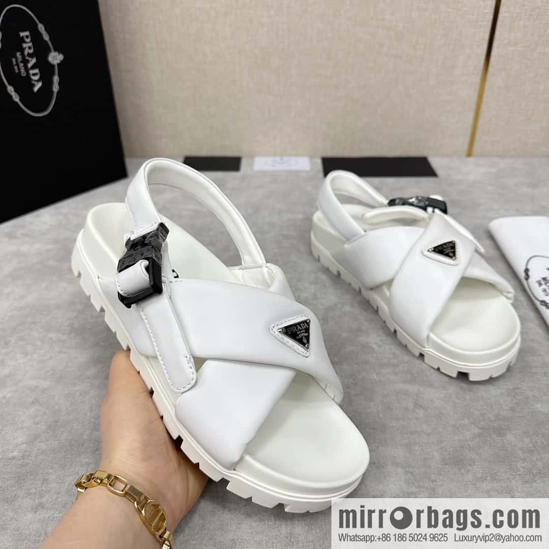 💋💍P new Prada * Prada, new men's soft sheepskin sandals slippers