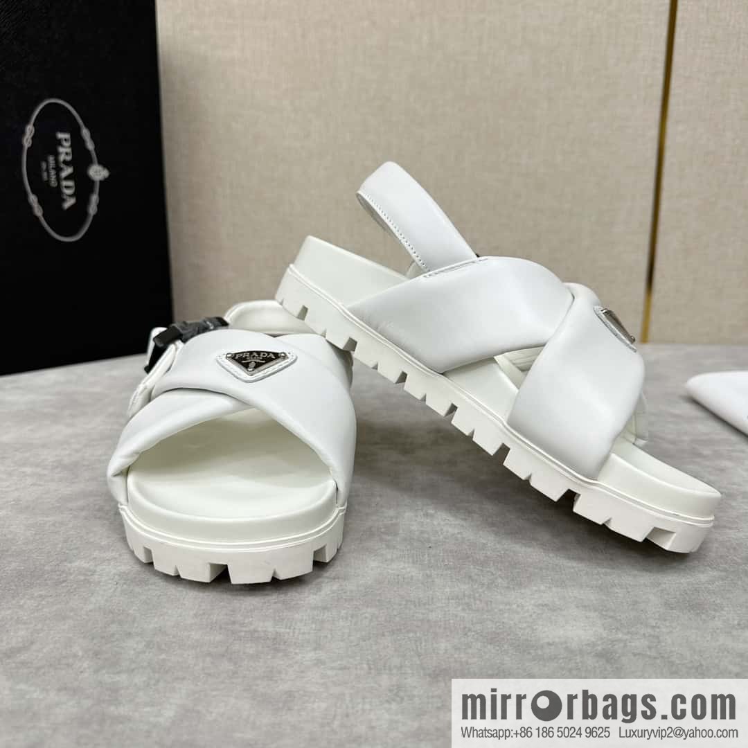 💋💍P new Prada * Prada, new men's soft sheepskin sandals slippers