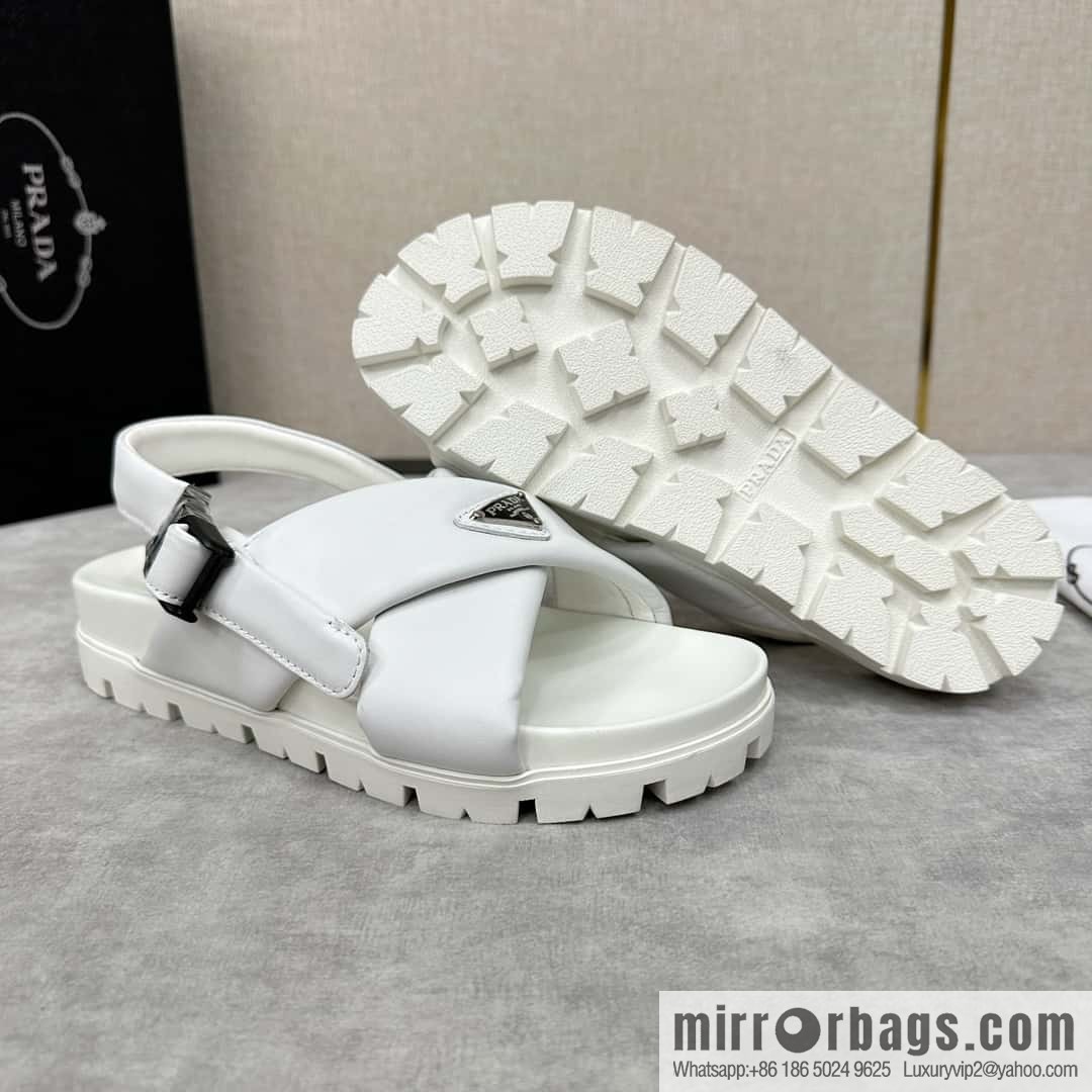 💋💍P new Prada * Prada, new men's soft sheepskin sandals slippers