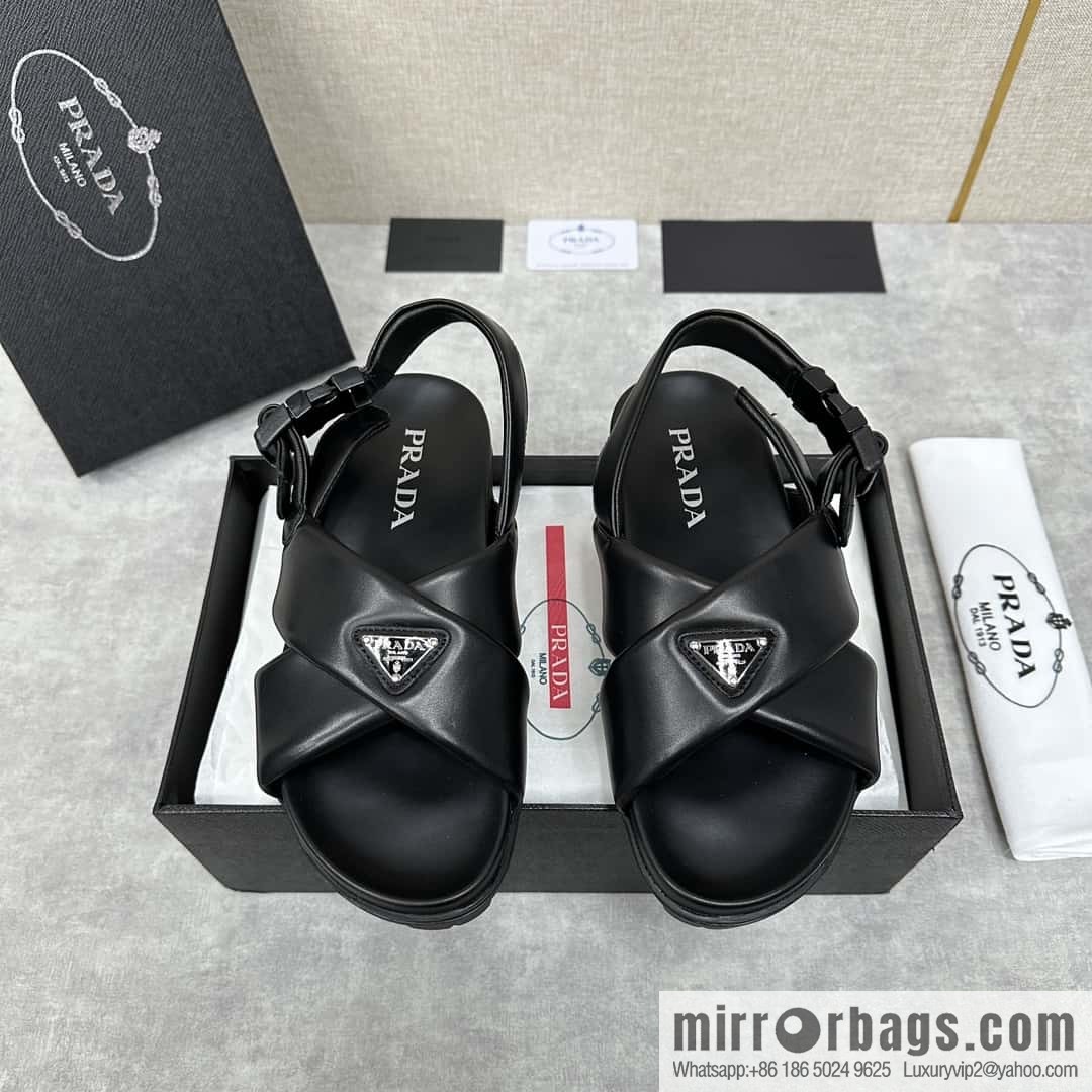💋💍P new Prada * Prada, new men's soft sheepskin sandals slippers