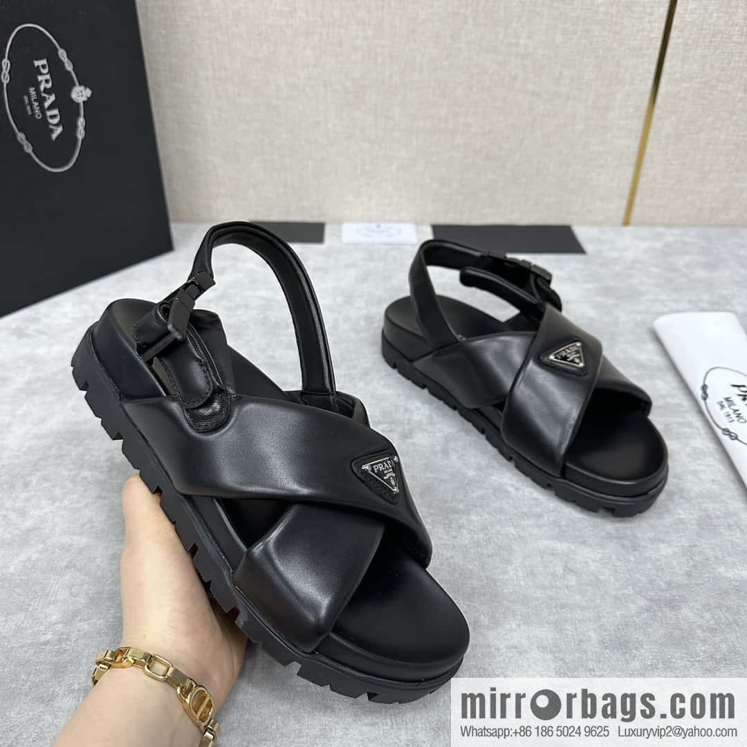 💋💍P new Prada * Prada, new men's soft sheepskin sandals slippers