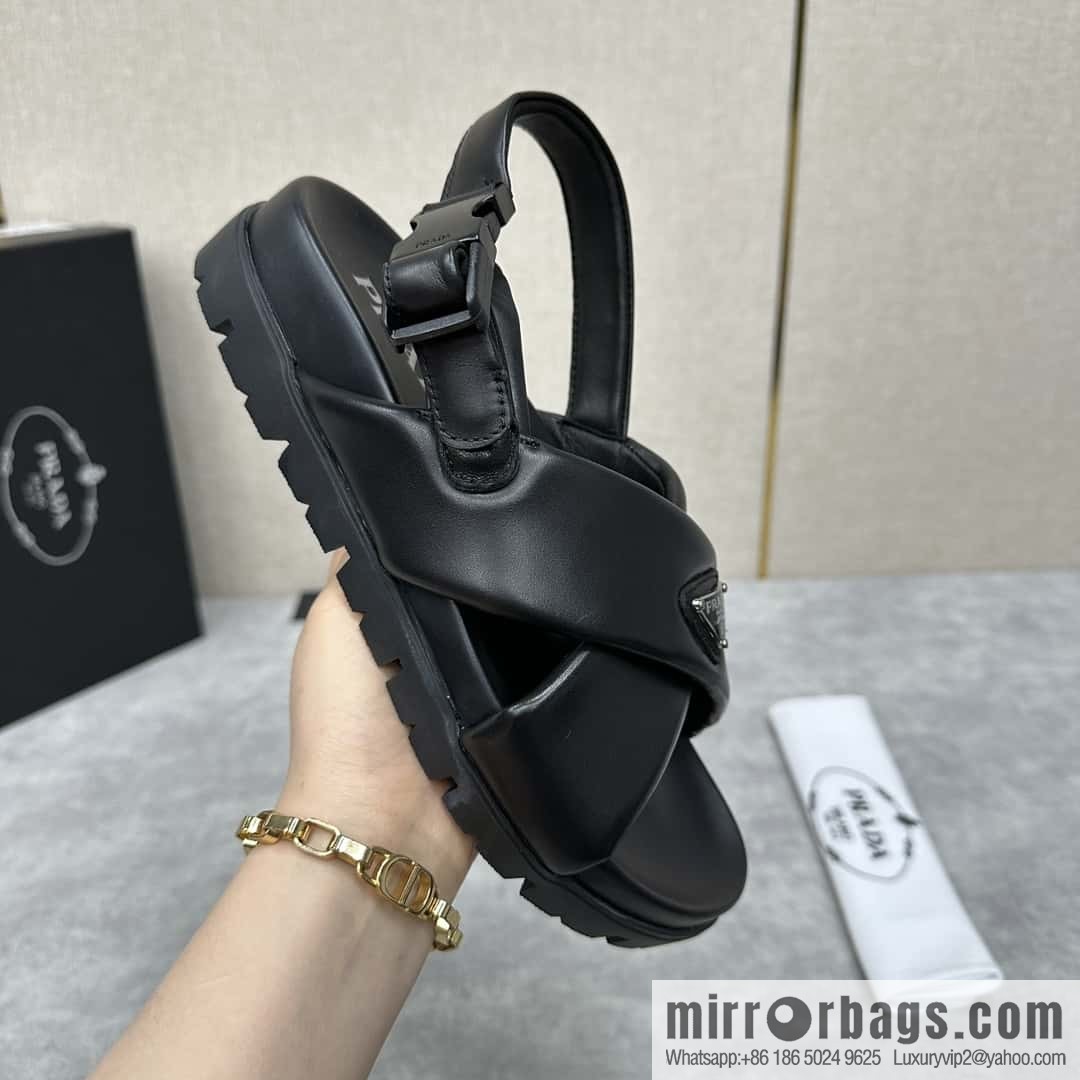 💋💍P new Prada * Prada, new men's soft sheepskin sandals slippers