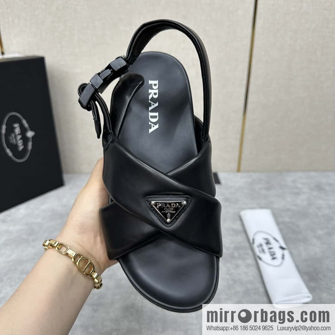 💋💍P new Prada * Prada, new men's soft sheepskin sandals slippers