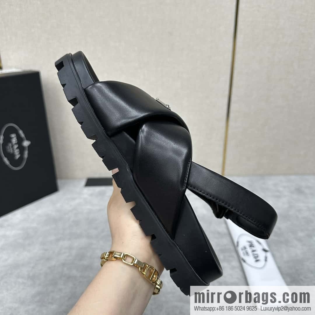 💋💍P new Prada * Prada, new men's soft sheepskin sandals slippers