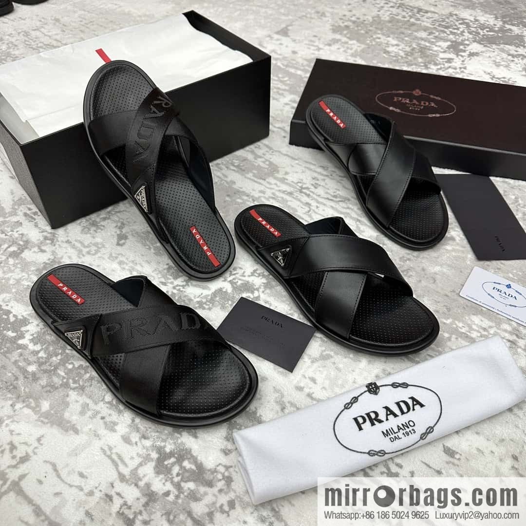 💋💍P home new product PRAD */Prada, new men's cross sandals drag