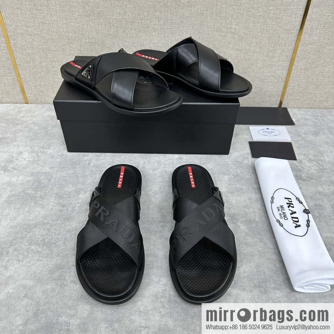 💋💍P home new product PRAD */Prada, new men's cross sandals drag