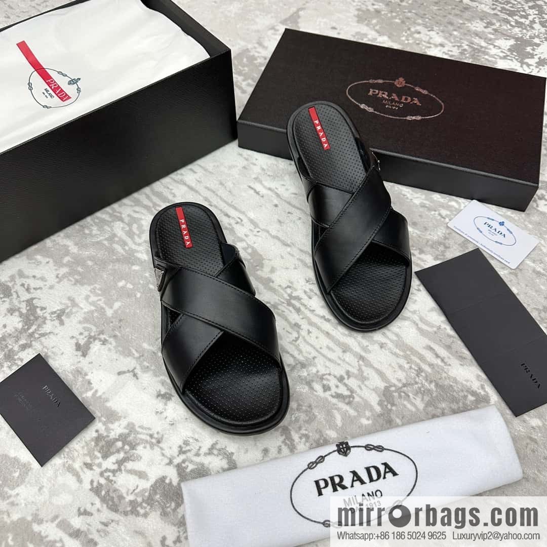 💋💍P home new product PRAD */Prada, new men's cross sandals drag
