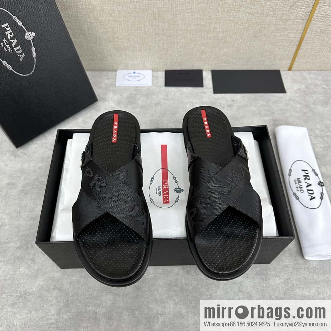 💋💍P home new product PRAD */Prada, new men's cross sandals drag