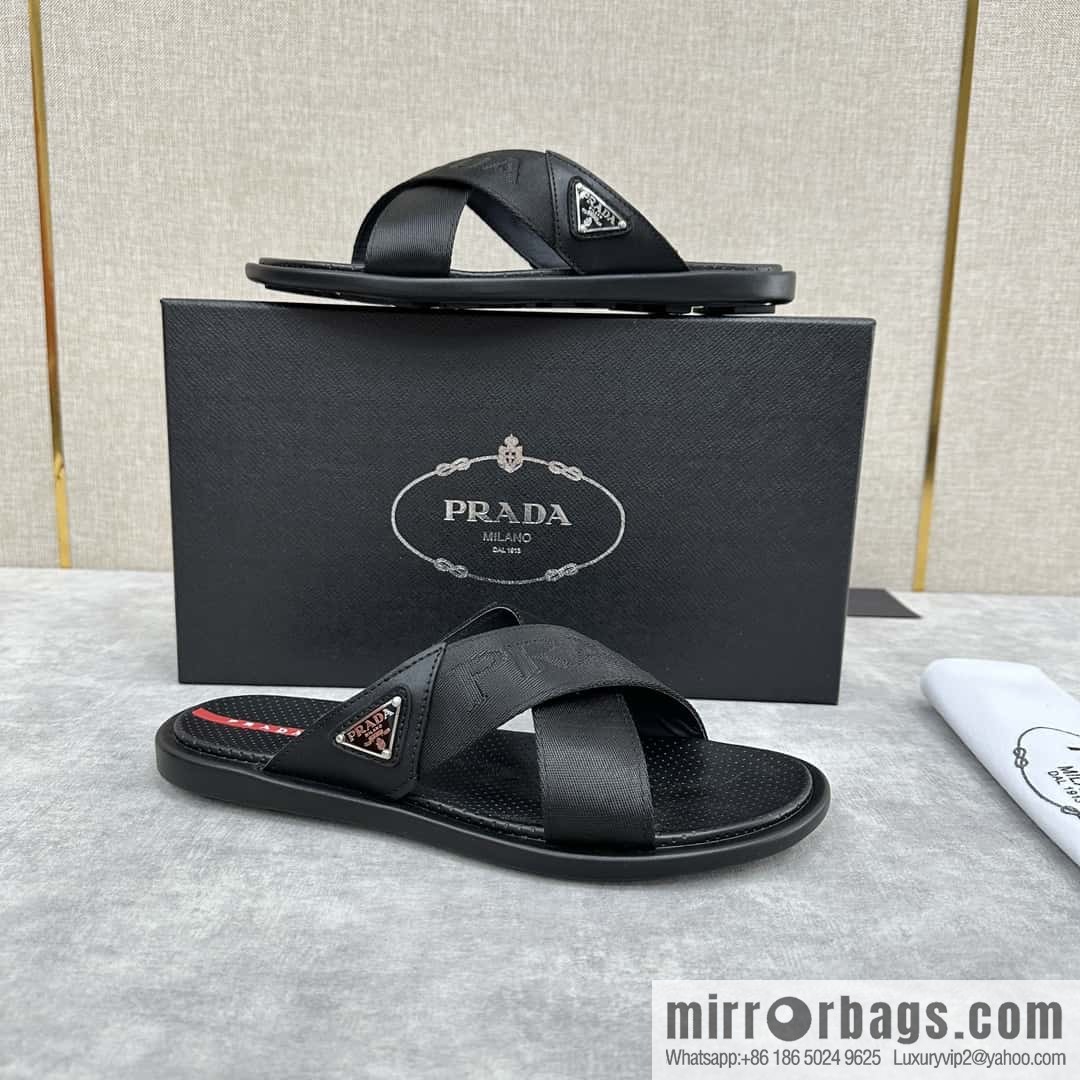 💋💍P home new product PRAD */Prada, new men's cross sandals drag