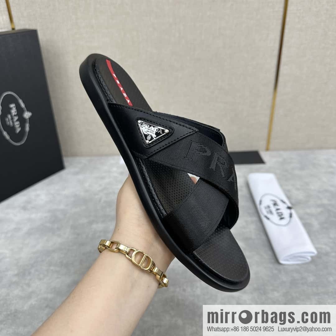 💋💍P home new product PRAD */Prada, new men's cross sandals drag