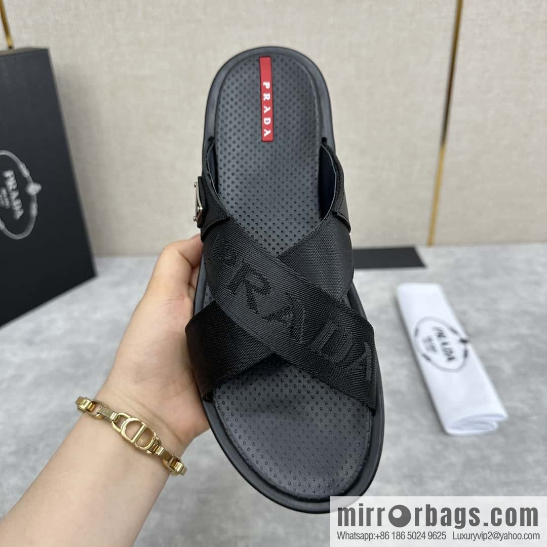 💋💍P home new product PRAD */Prada, new men's cross sandals drag