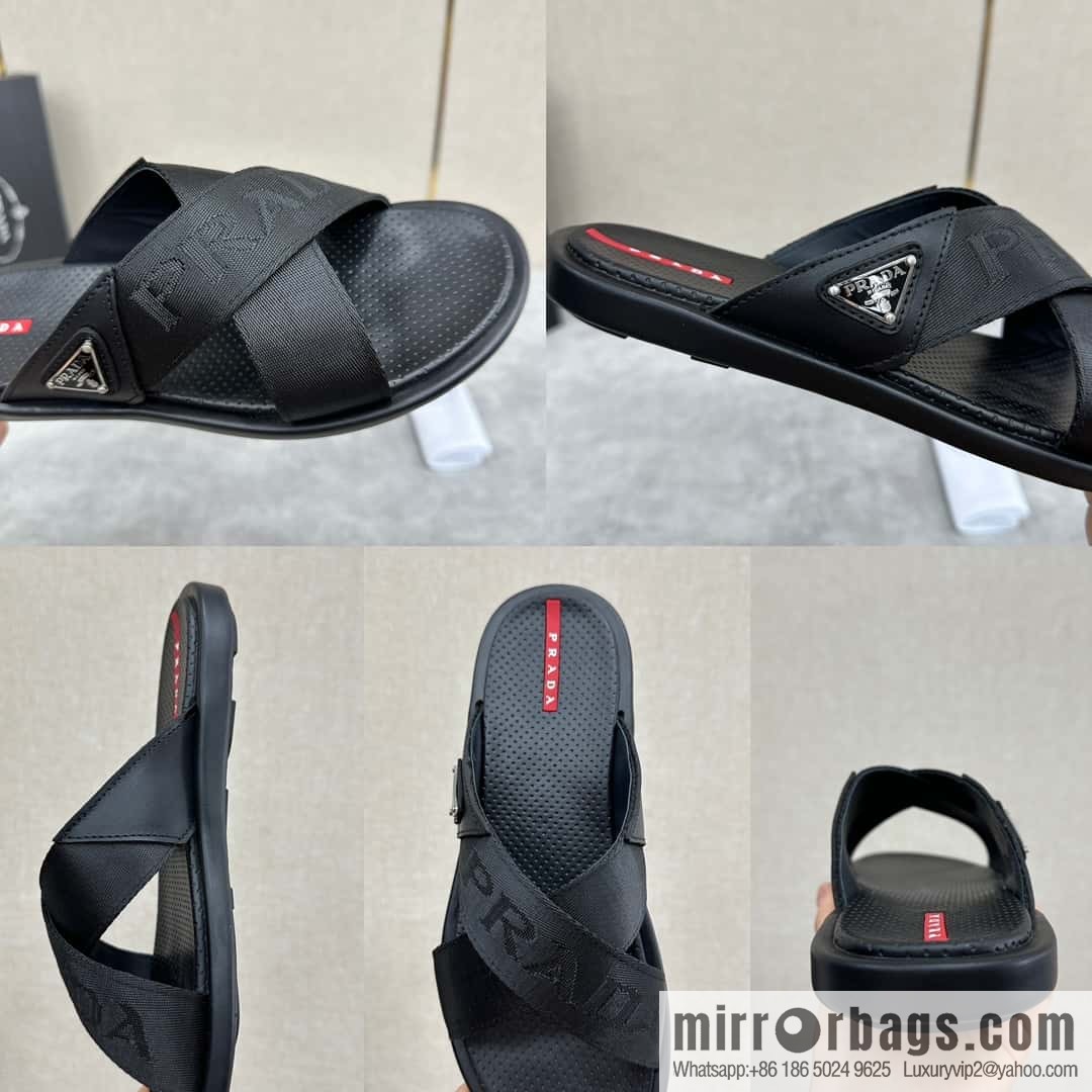 💋💍P home new product PRAD */Prada, new men's cross sandals drag