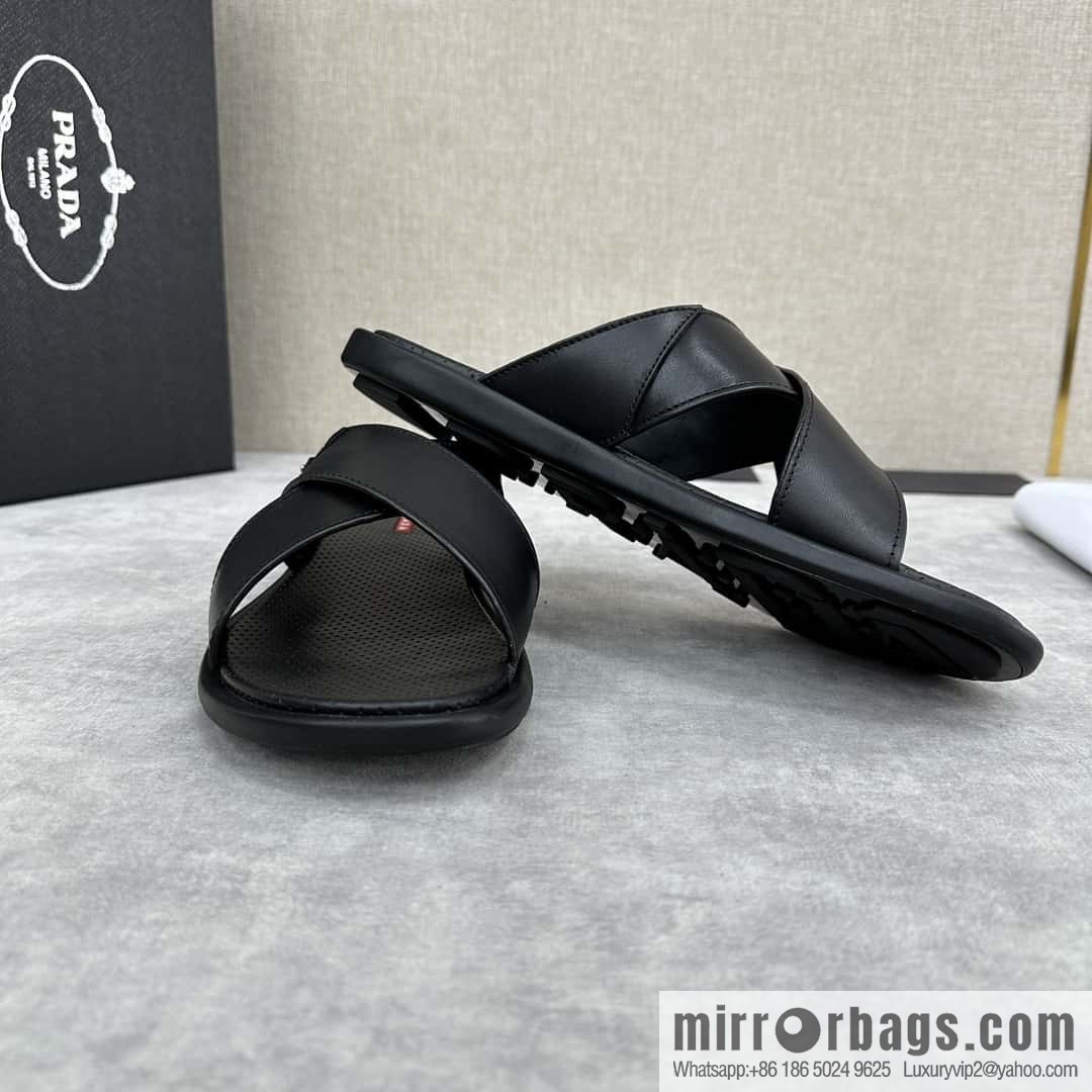 💋💍P home new product PRAD */Prada, new men's cross sandals drag
