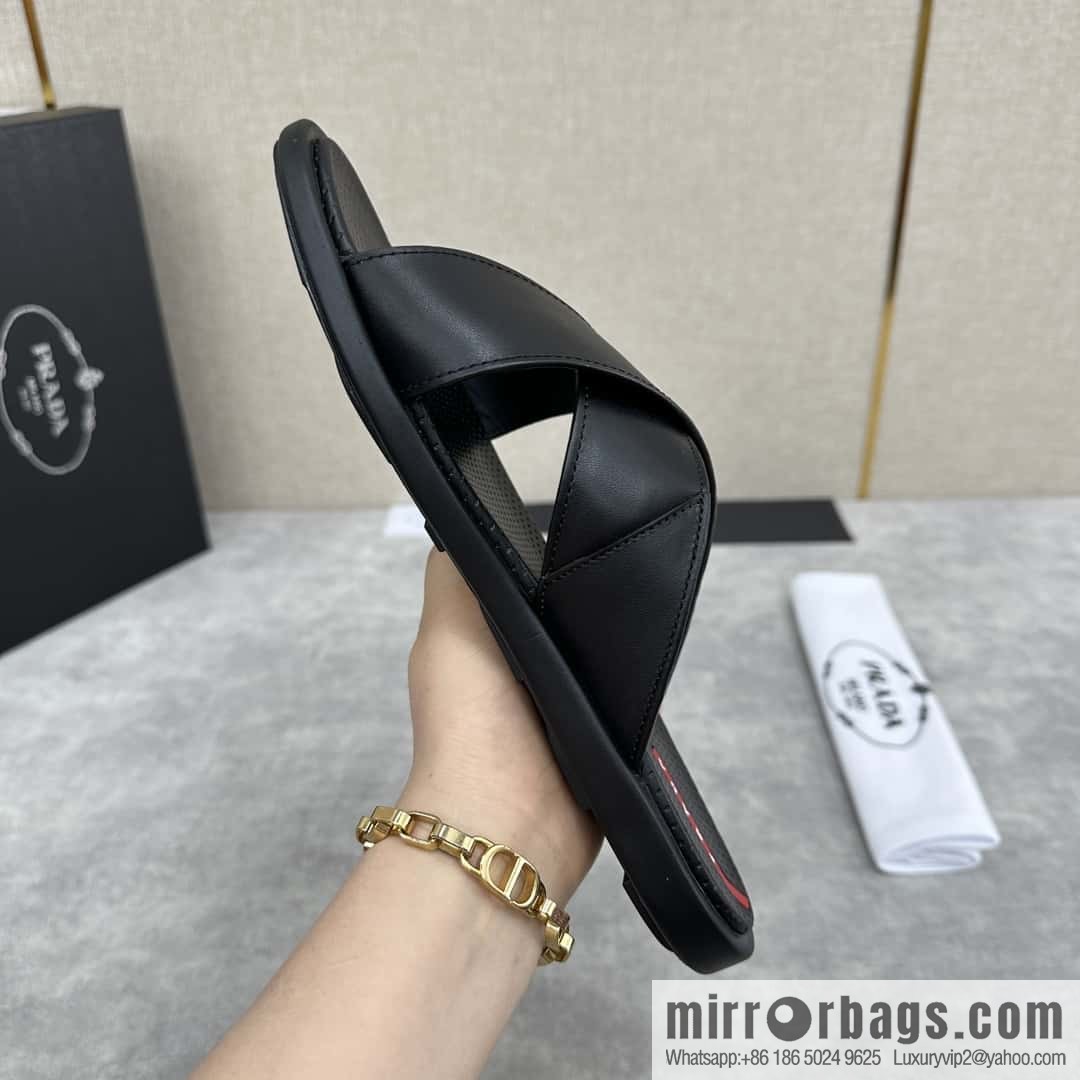 💋💍P home new product PRAD */Prada, new men's cross sandals drag