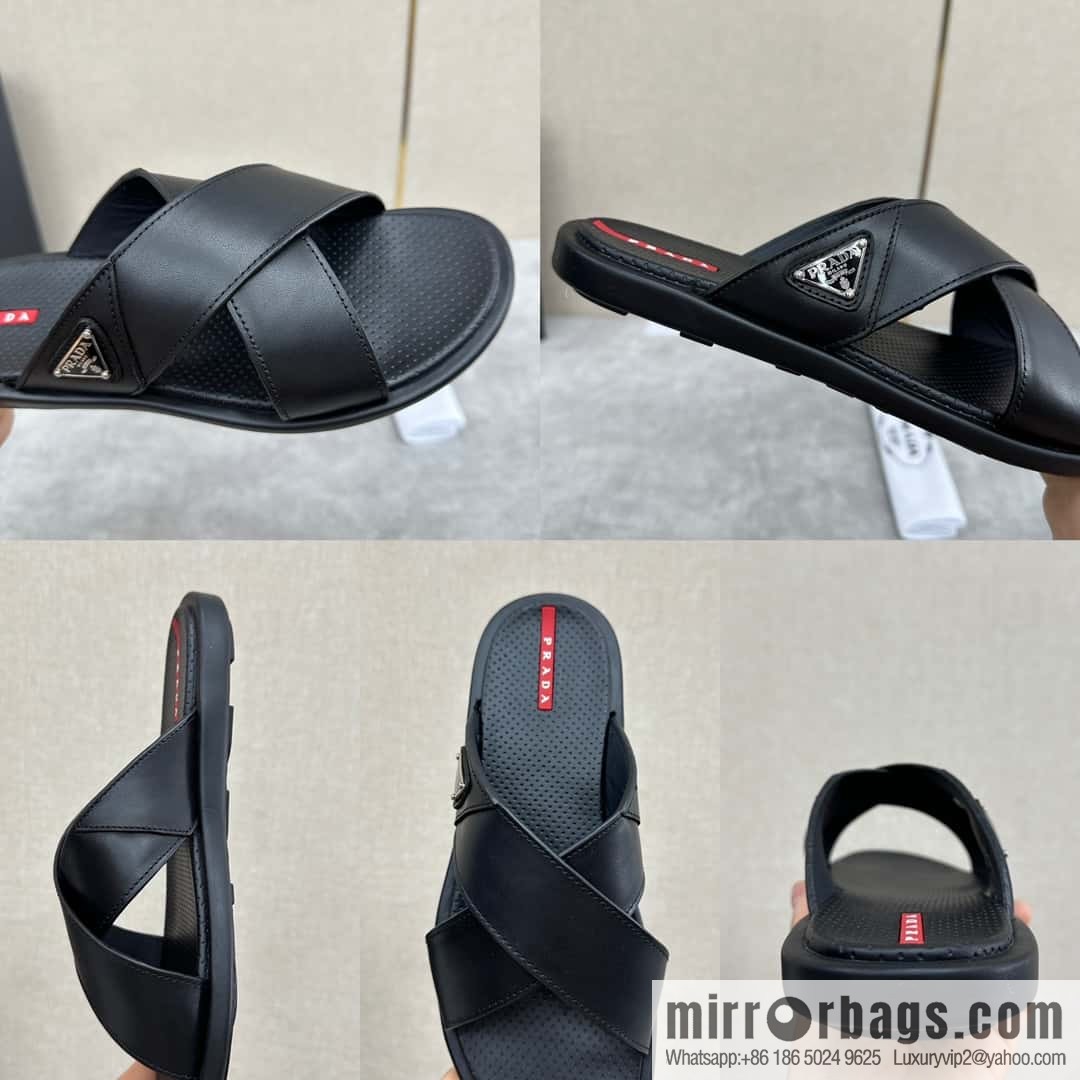 💋💍P home new product PRAD */Prada, new men's cross sandals drag