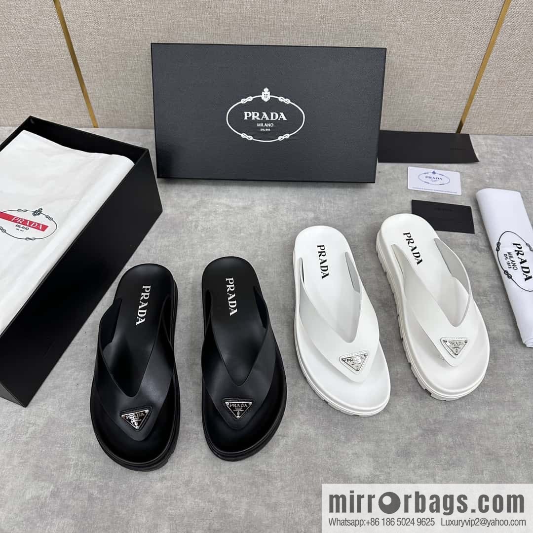 💋💍P new Prada * Prada-da, new men's leather flip-flops