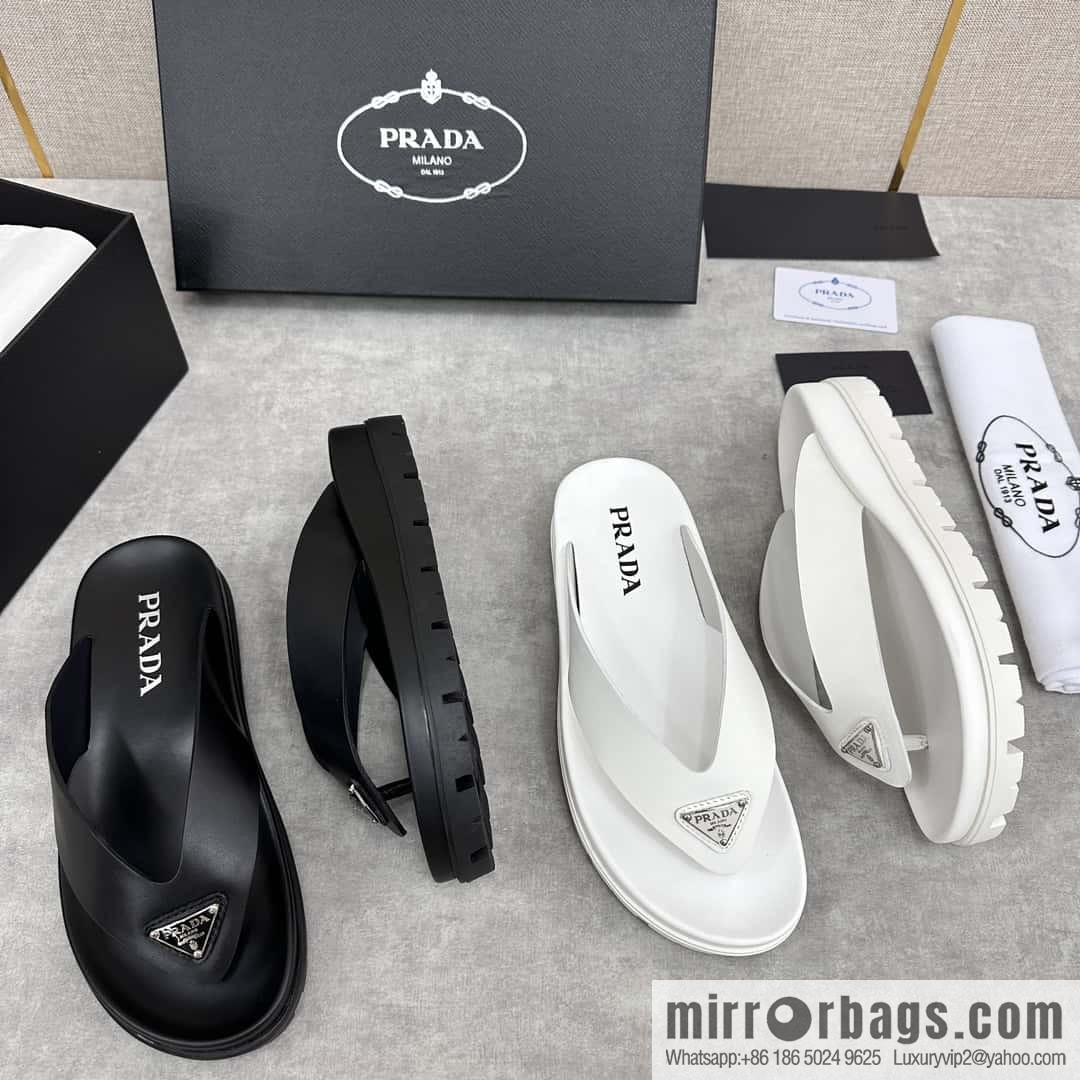 💋💍P new Prada * Prada-da, new men's leather flip-flops