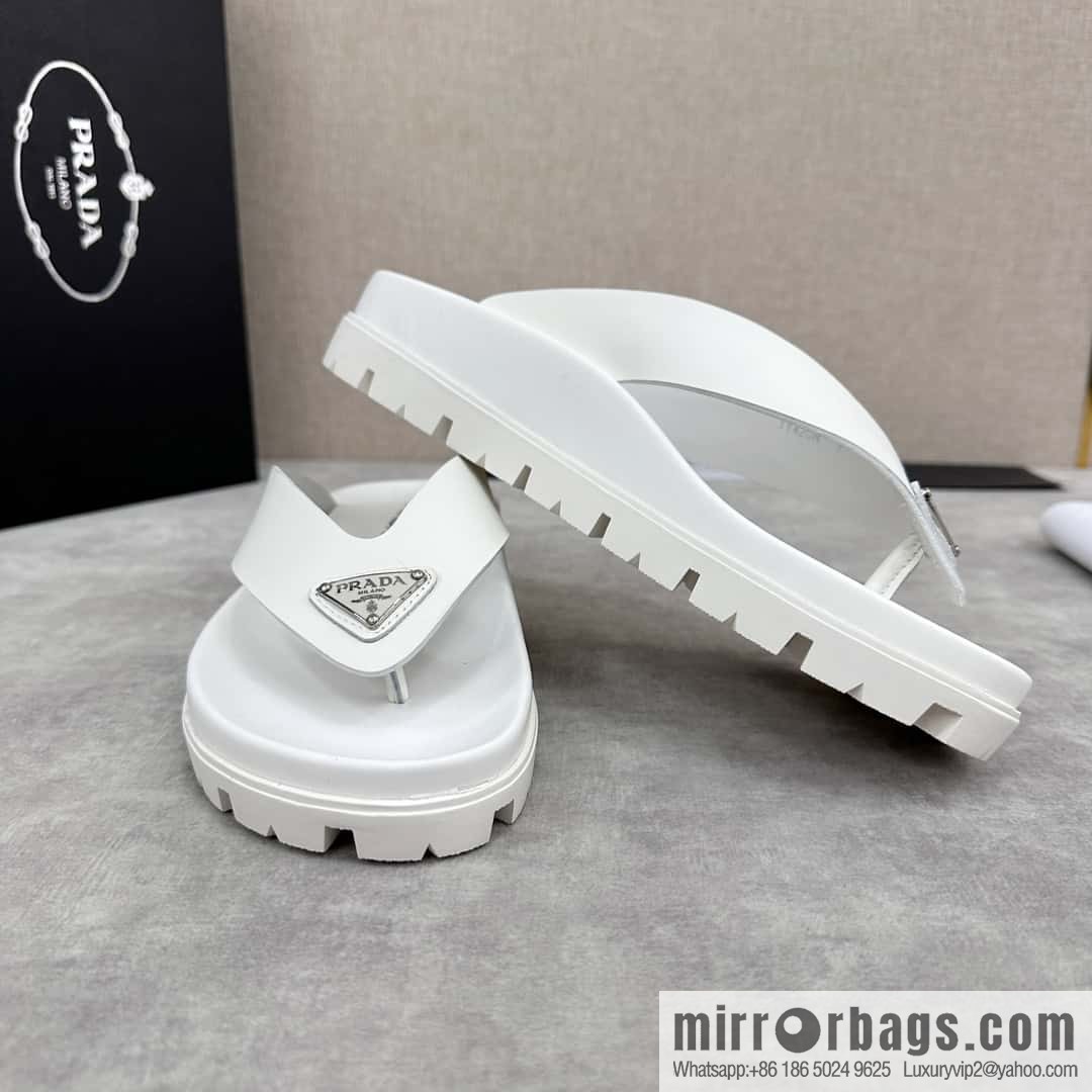 💋💍P new Prada * Prada-da, new men's leather flip-flops