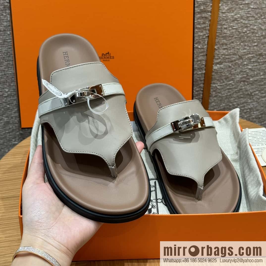 HERMES 258 Empire pinch, plain/swift gray-yellow beige/Grayish-yellow beige