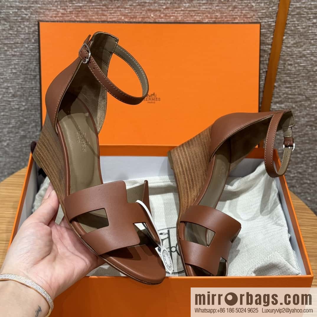 HERMES 021 Legend high heel sandals, calfskin/calfskin gold brown/ck37/gold
