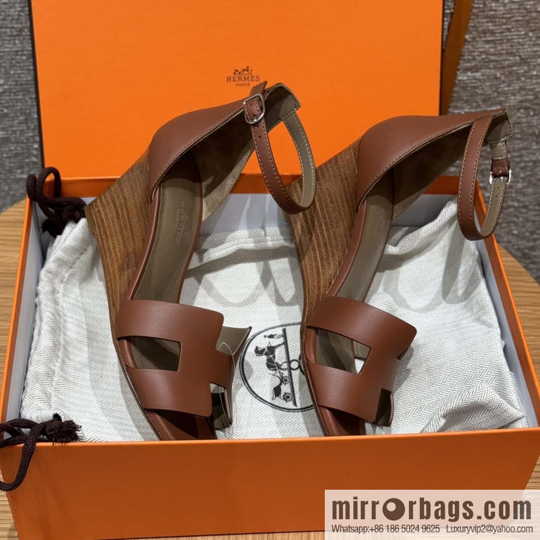 HERMES 021 Legend high heel sandals, calfskin/calfskin gold brown/ck37/gold