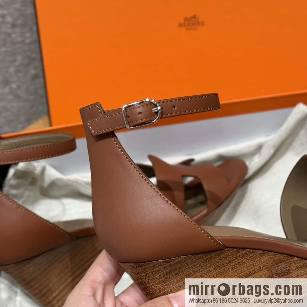 HERMES 021 Legend high heel sandals, calfskin/calfskin gold brown/ck37/gold