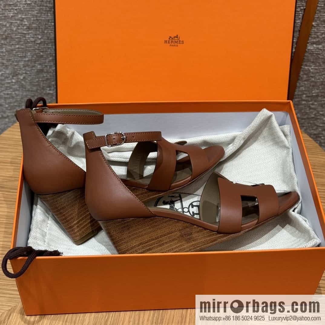 HERMES 021 Legend high heel sandals, calfskin/calfskin gold brown/ck37/gold