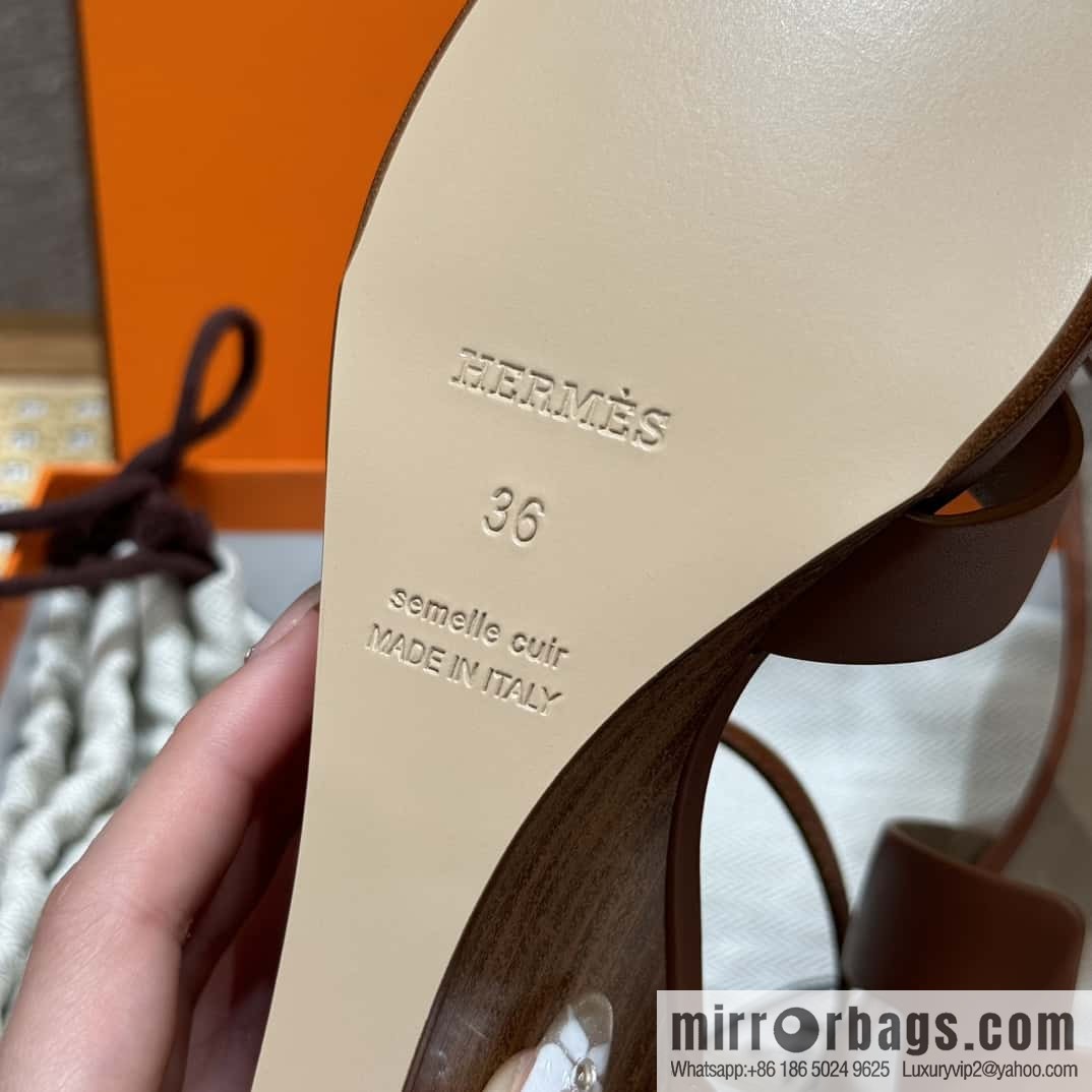 HERMES 021 Legend high heel sandals, calfskin/calfskin gold brown/ck37/gold