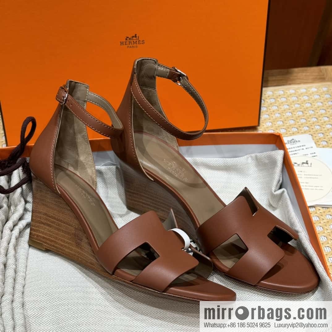 HERMES 021 Legend high heel sandals, calfskin/calfskin gold brown/ck37/gold