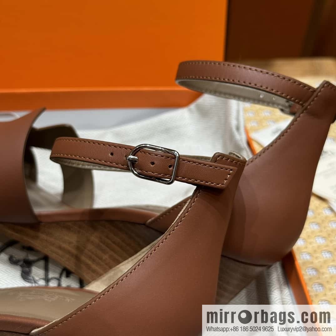 HERMES 021 Legend high heel sandals, calfskin/calfskin gold brown/ck37/gold