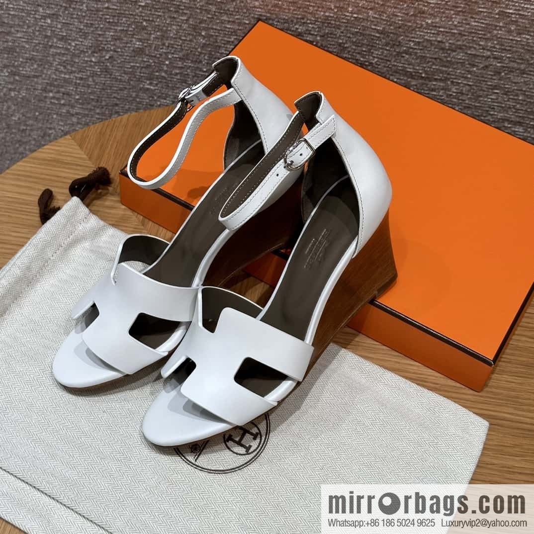 HERMES 021 Legend high heel sandals, calfskin/calfskin white/01/Blanc