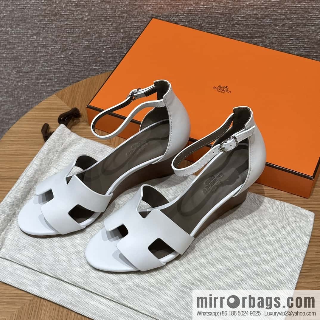 HERMES 021 Legend high heel sandals, calfskin/calfskin white/01/Blanc