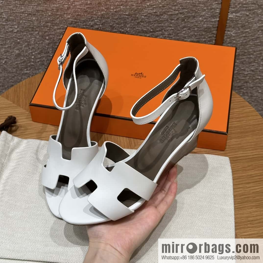 HERMES 021 Legend high heel sandals, calfskin/calfskin white/01/Blanc