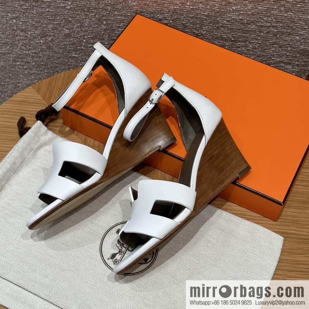 HERMES 021 Legend high heel sandals, calfskin/calfskin white/01/Blanc