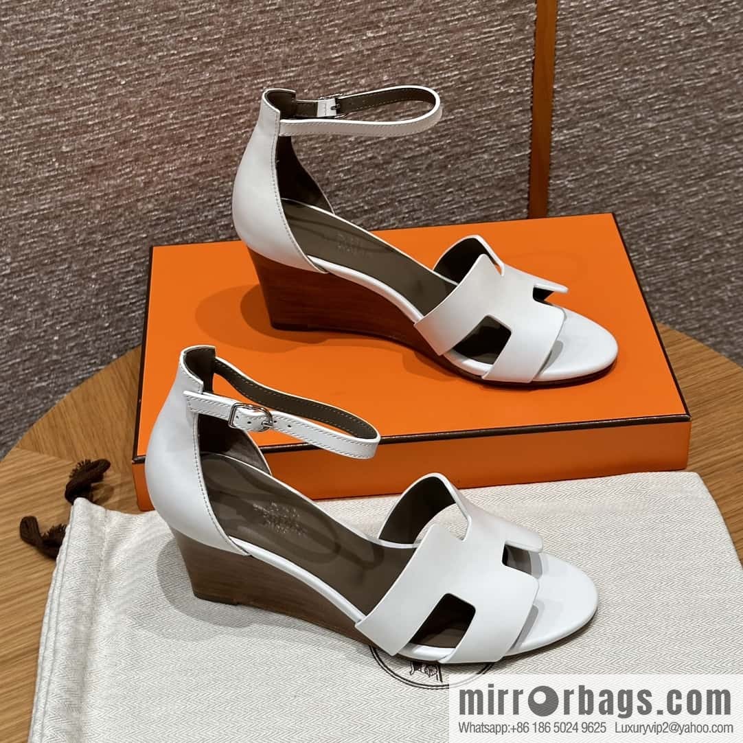 HERMES 021 Legend high heel sandals, calfskin/calfskin white/01/Blanc