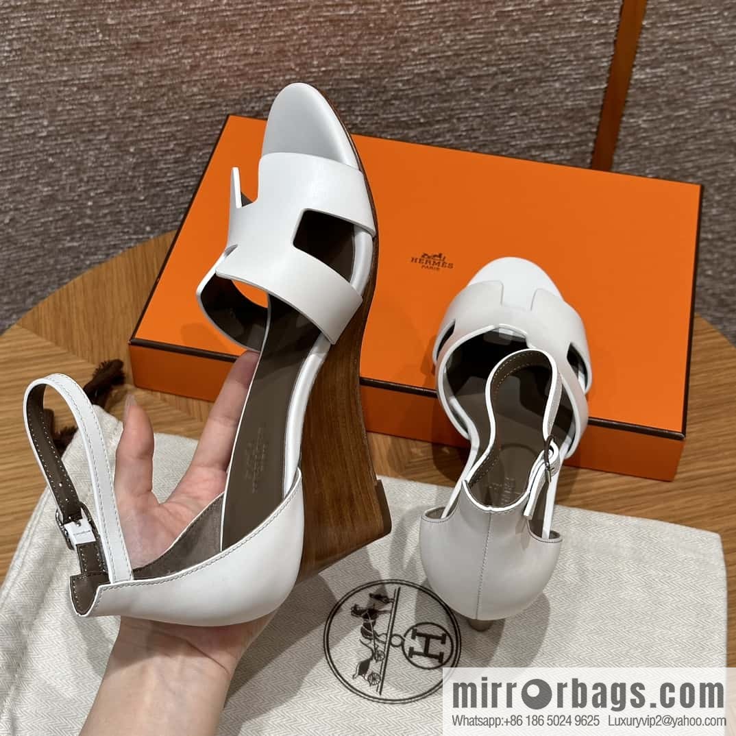 HERMES 021 Legend high heel sandals, calfskin/calfskin white/01/Blanc