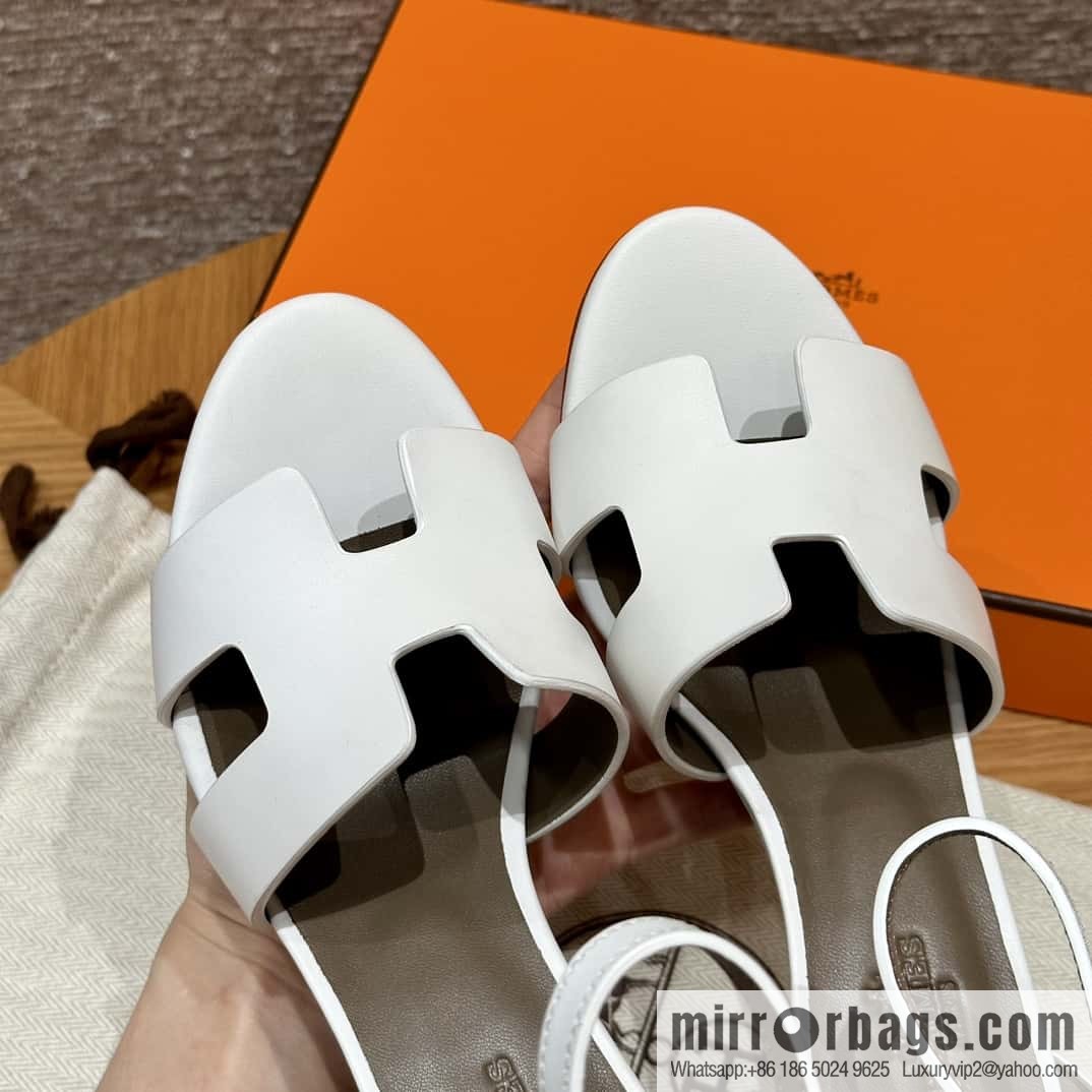 HERMES 021 Legend high heel sandals, calfskin/calfskin white/01/Blanc