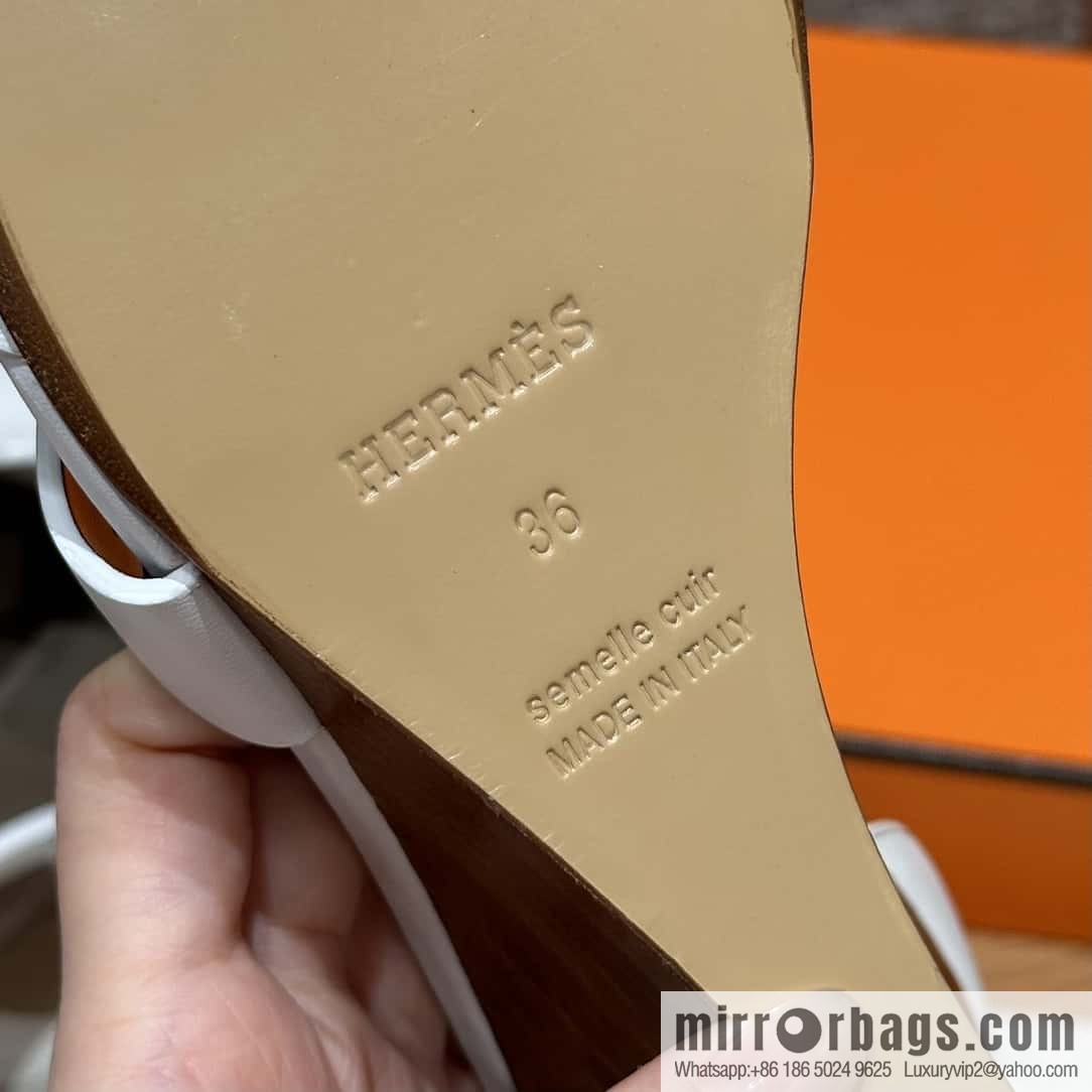 HERMES 021 Legend high heel sandals, calfskin/calfskin white/01/Blanc
