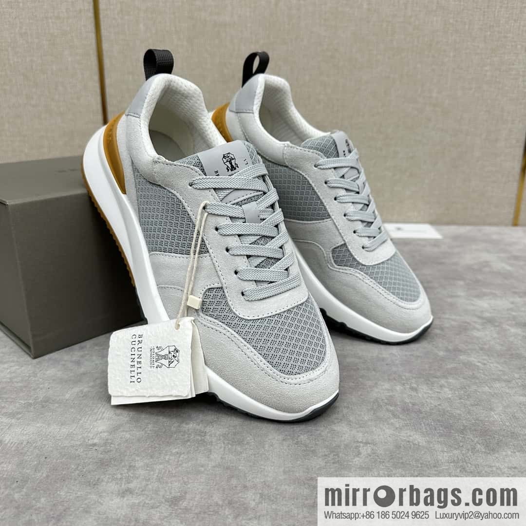 💋💍BC New Brunello Cucinell * Anti-Leather Splicing Low-Top Sneakers