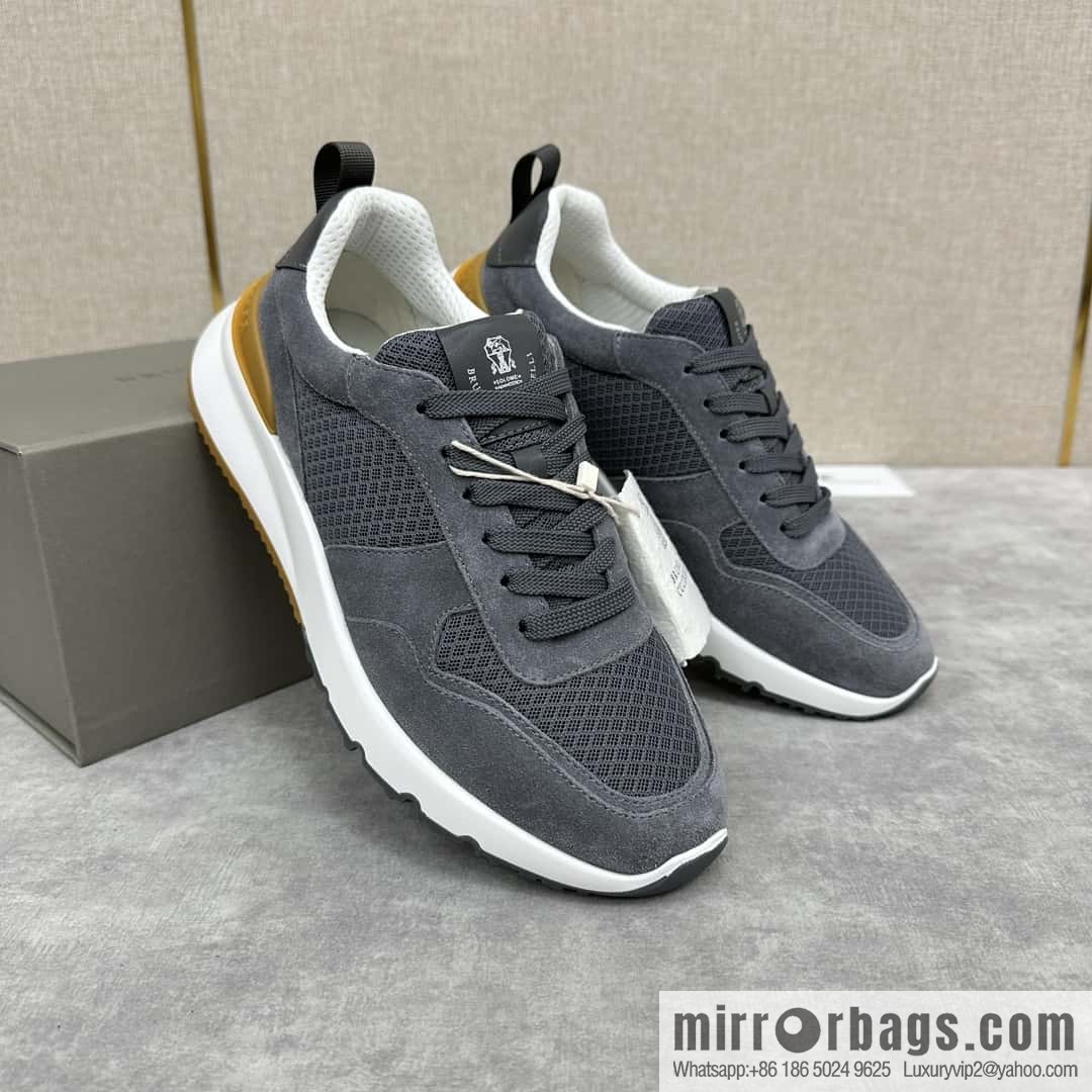 💋💍BC New Brunello Cucinell * Anti-Leather Splicing Low-Top Sneakers