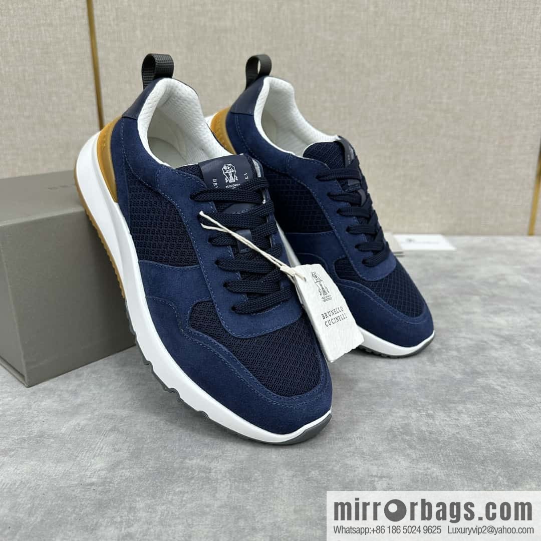 💋💍BC New Brunello Cucinell * Anti-Leather Splicing Low-Top Sneakers