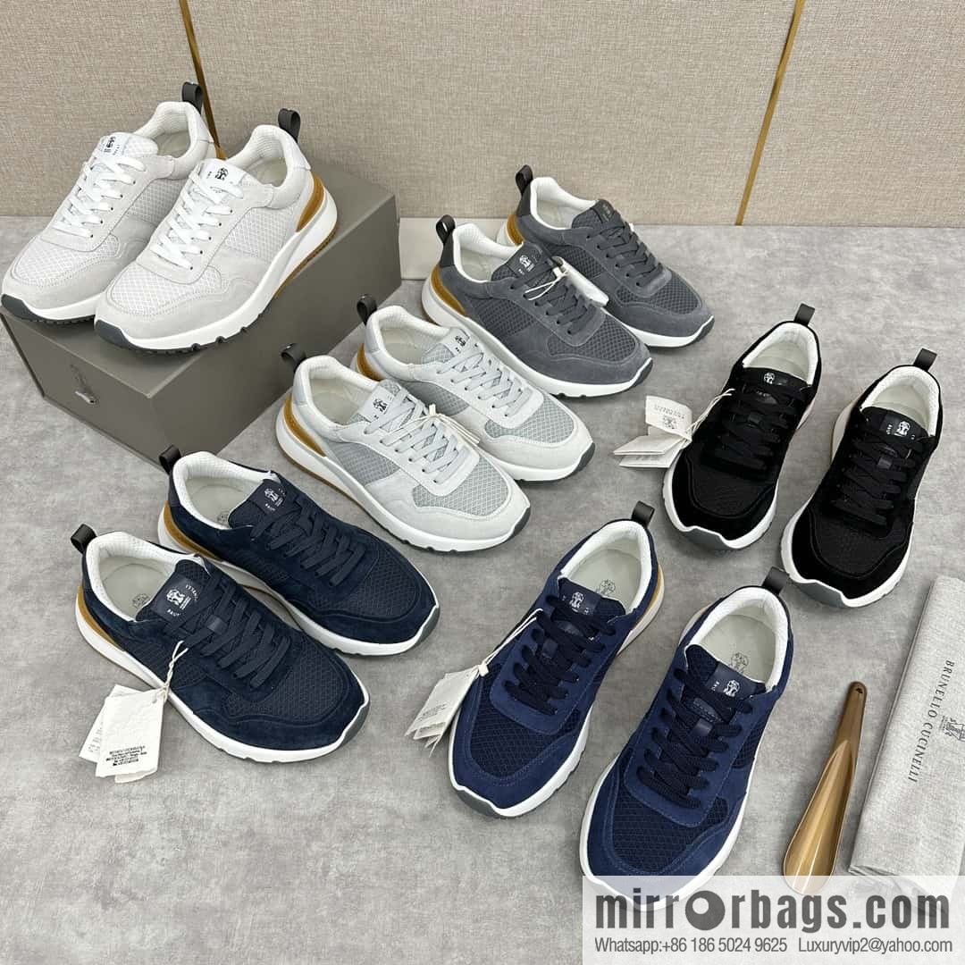 💋💍BC New Brunello Cucinell * Anti-Leather Splicing Low-Top Sneakers