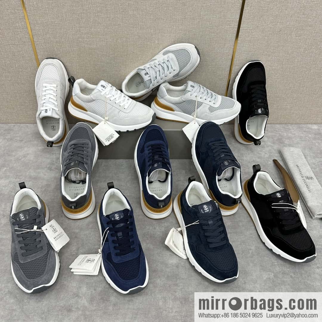 💋💍BC New Brunello Cucinell * Anti-Leather Splicing Low-Top Sneakers
