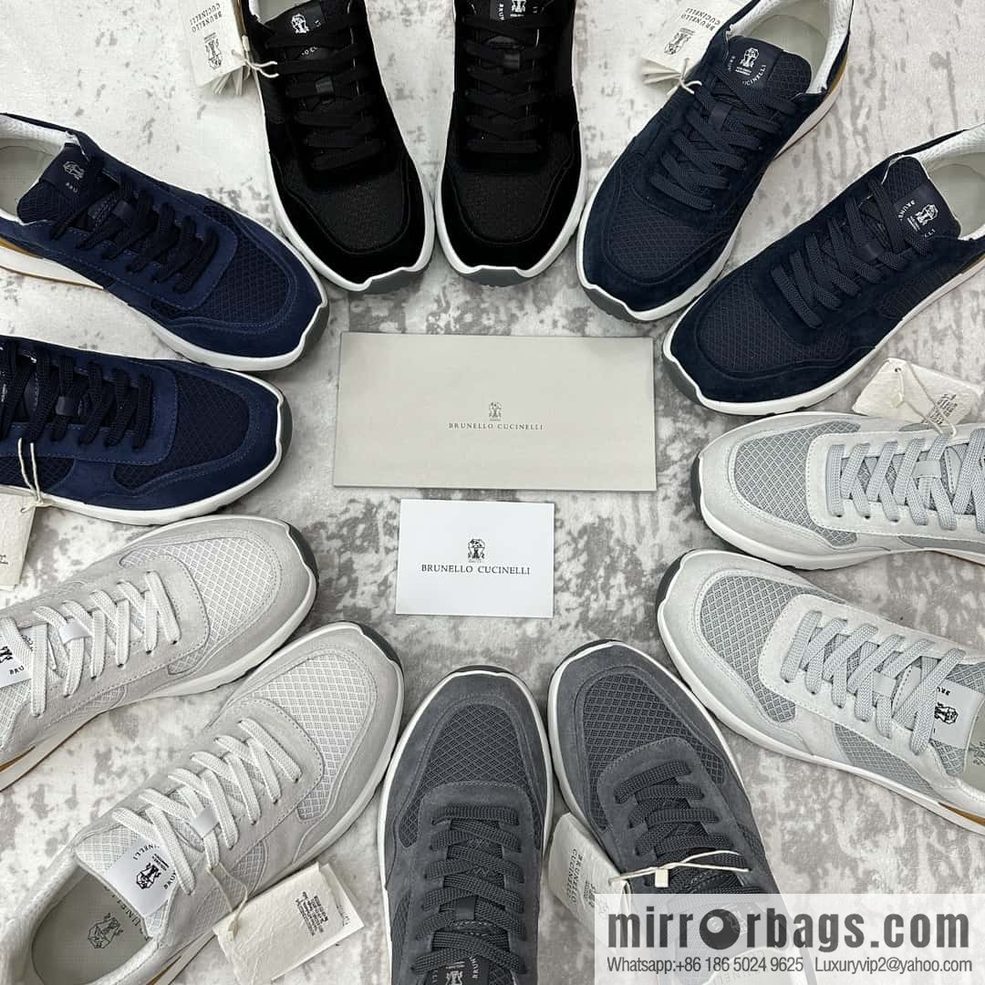💋💍BC New Brunello Cucinell * Anti-Leather Splicing Low-Top Sneakers