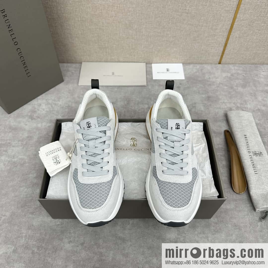 💋💍BC New Brunello Cucinell * Anti-Leather Splicing Low-Top Sneakers