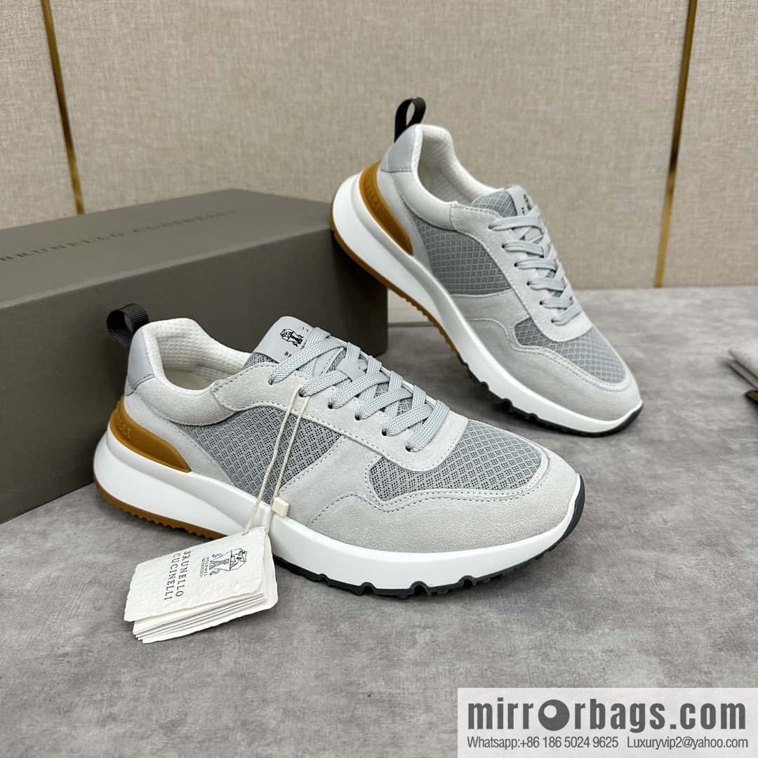 💋💍BC New Brunello Cucinell * Anti-Leather Splicing Low-Top Sneakers
