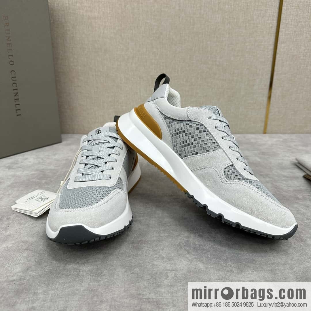 💋💍BC New Brunello Cucinell * Anti-Leather Splicing Low-Top Sneakers