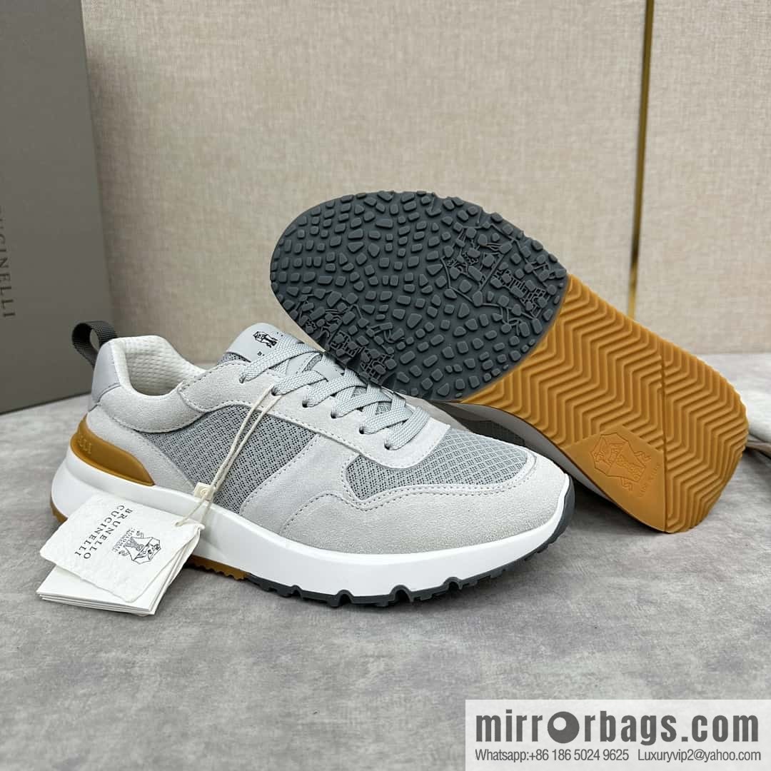 💋💍BC New Brunello Cucinell * Anti-Leather Splicing Low-Top Sneakers