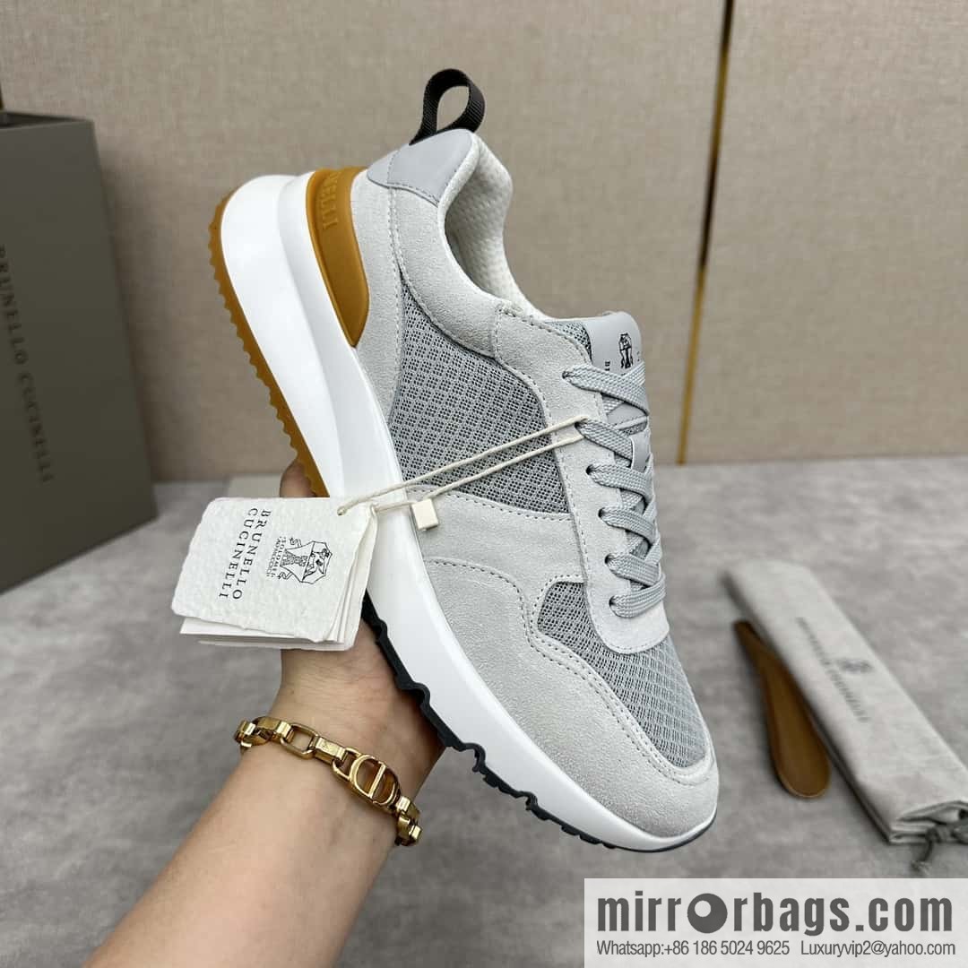 💋💍BC New Brunello Cucinell * Anti-Leather Splicing Low-Top Sneakers